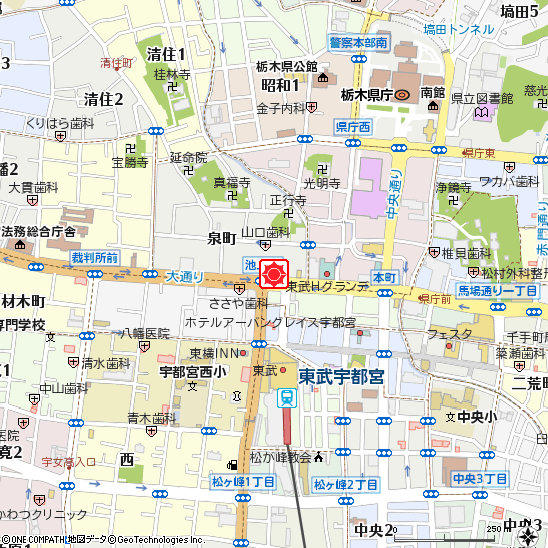 宇都宮支店付近の地図